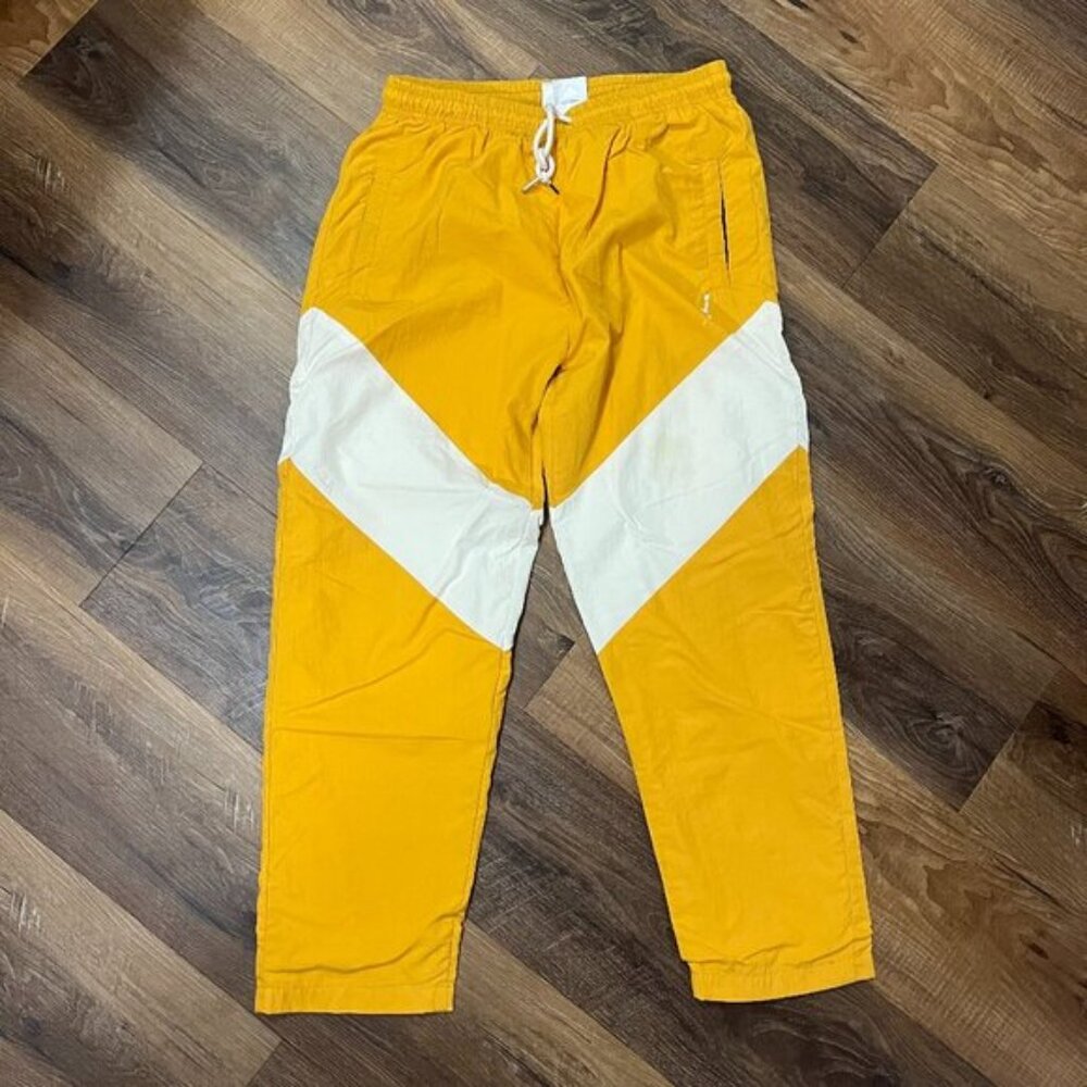 Retro Nike Jordan Nylon Pants Sport Basketball Yellow Gold Tapered Joggers Women